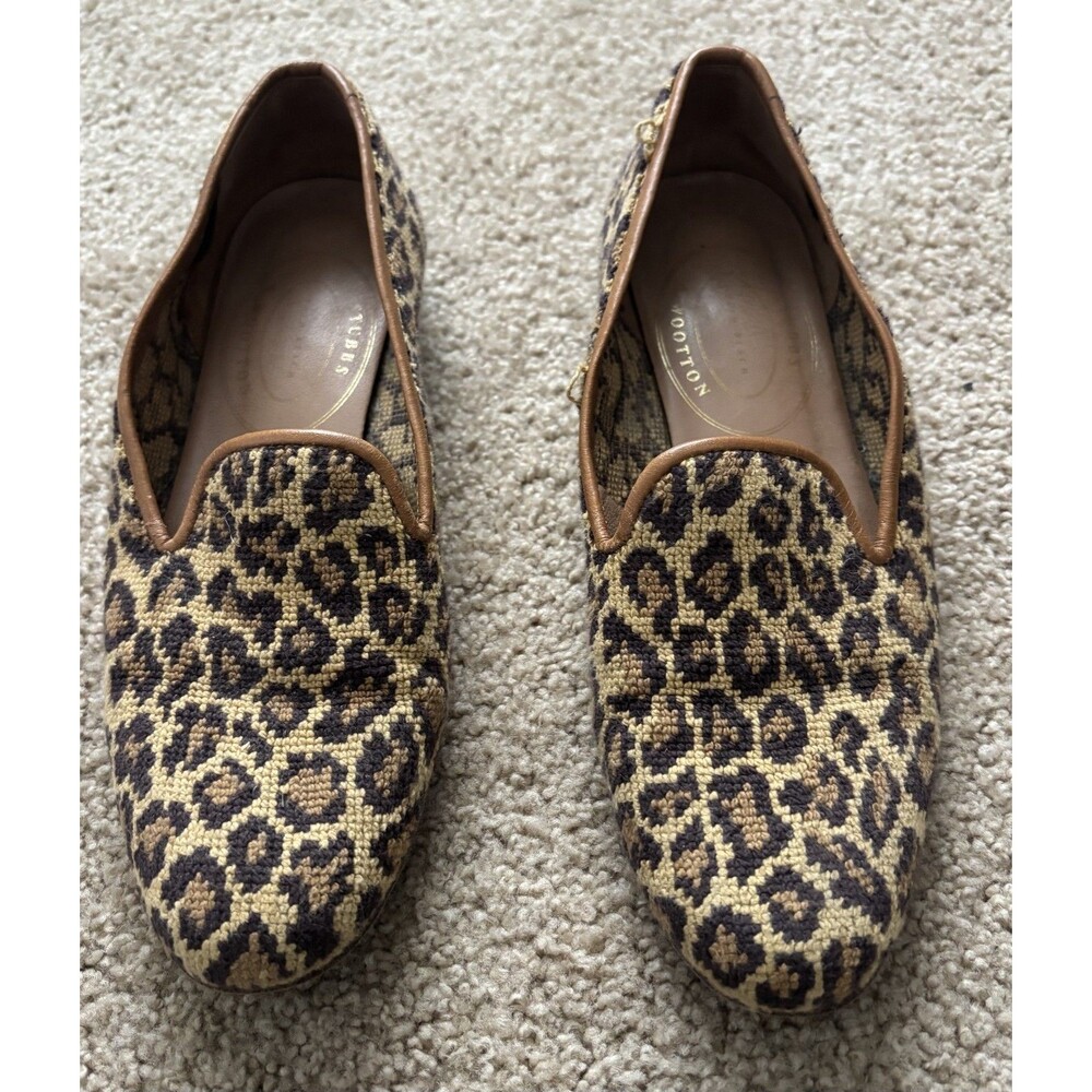 Stubbs & Wooton Women’s 7.5 Leopard Print Slip On Loafers